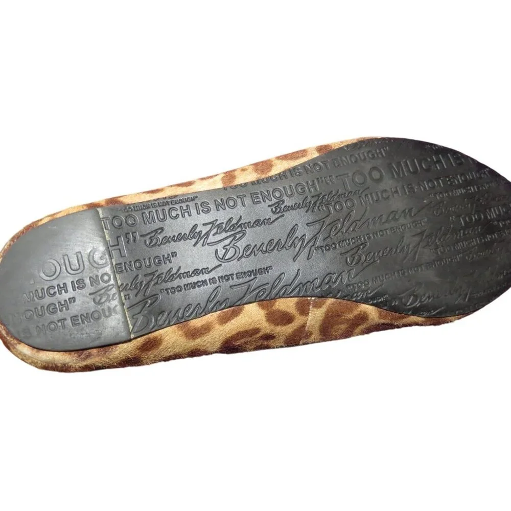 Beverly Feldman Leopard print hair calf leather slip on flats size 10
